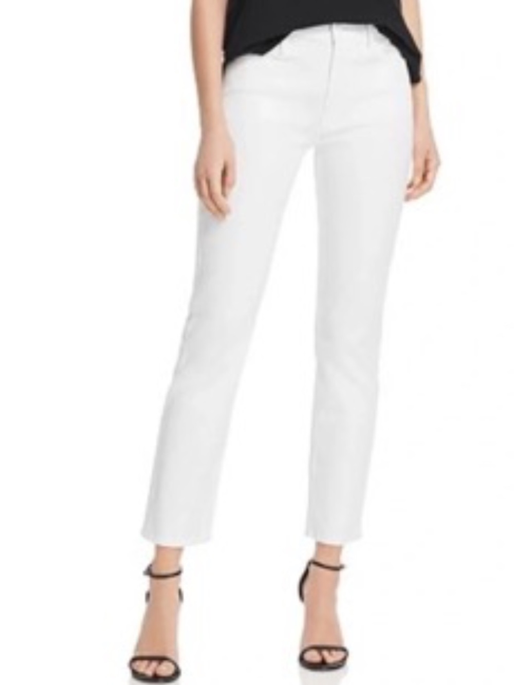 Mother The Mid-Rise Dazzler Ankle Jeans Raw Hem Glass Slipper White Women's 27